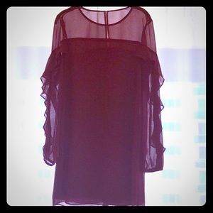 NEW- Burgundy long sleeved sheer top dress